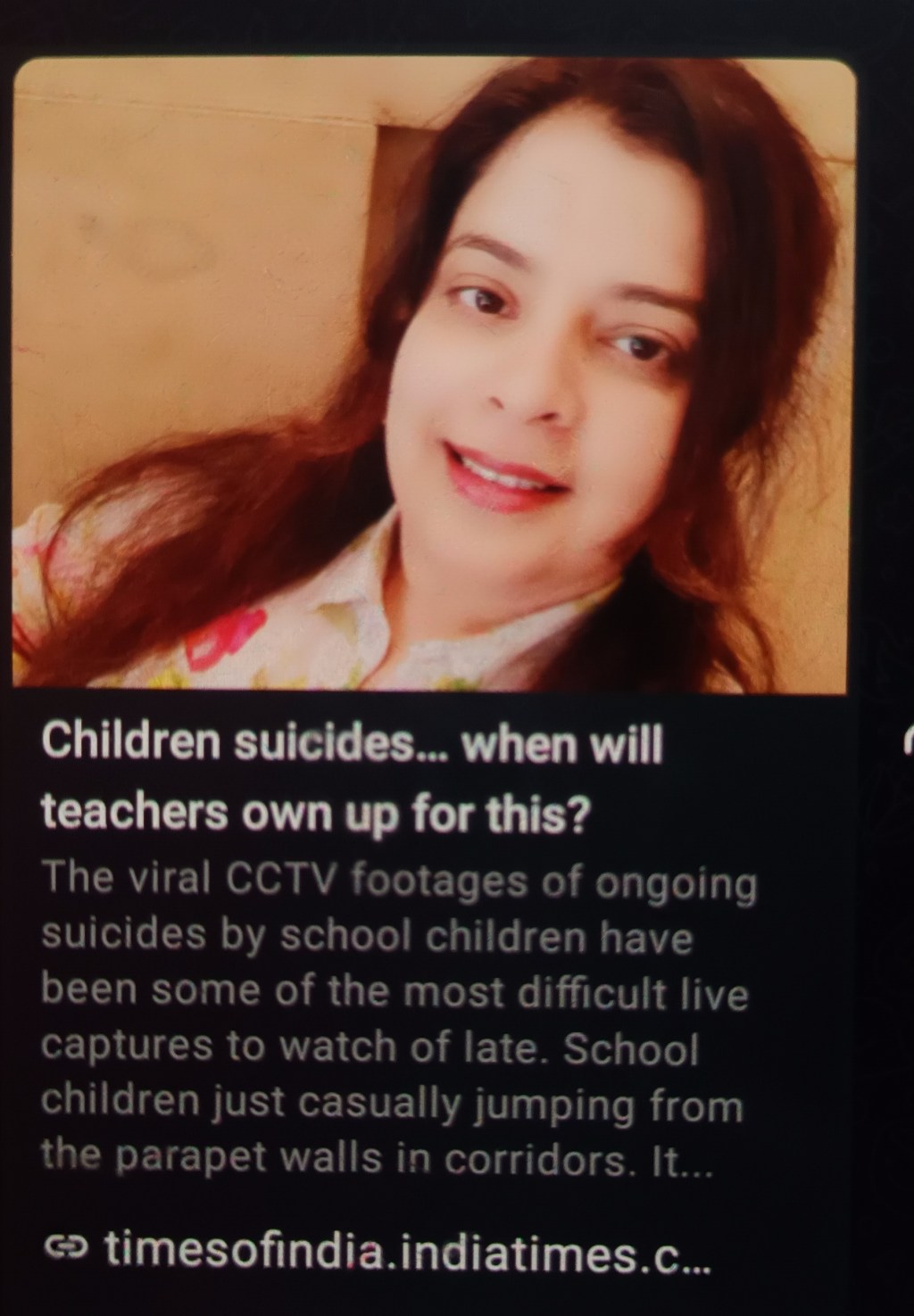 Children Suicides article @ Times of&nbsp;India